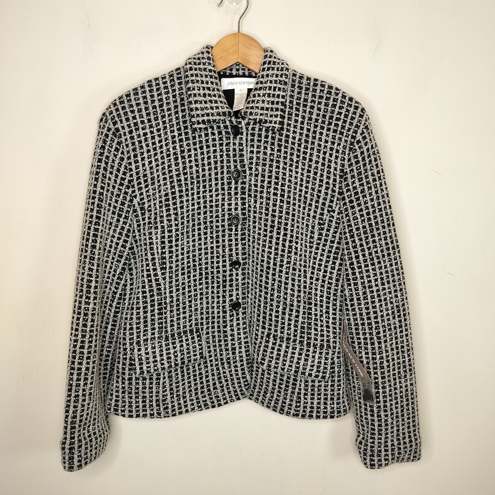 Jones New York Merino Wool Cashmere Blazer Knit Jacket